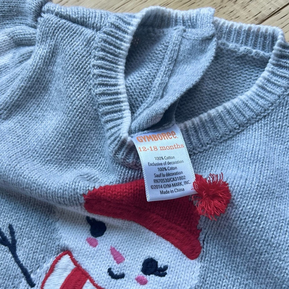 🎉5/$20🎉 GYMBOREE 2014 Gray Snowman Sweater Dress 12-18M - Picture 5 of 5